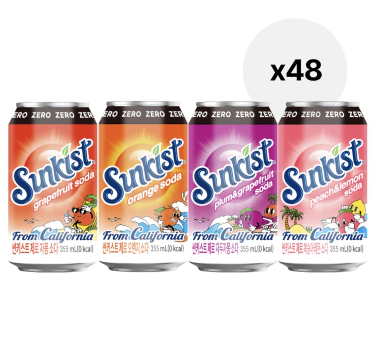 썬키스트 제로소다 355ml 48입