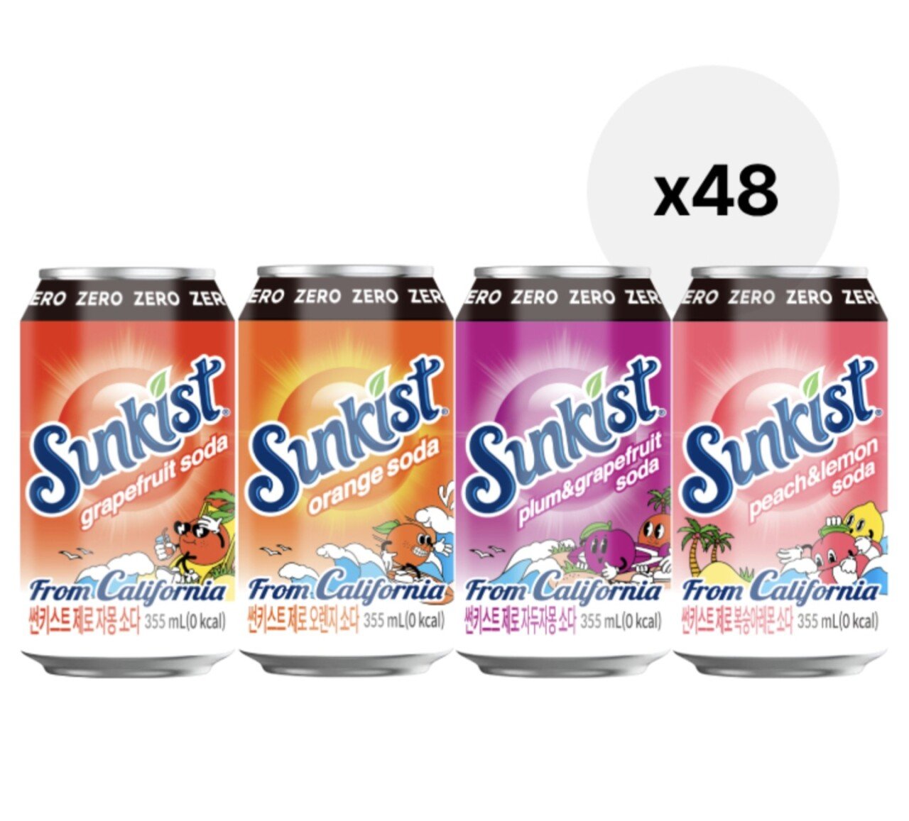 썬키스트 제로소다 355ml 48입