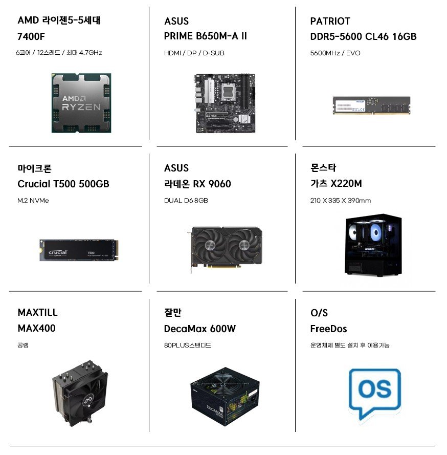 Screenshot_117.jpg [G마켓] 라이젠5 7400F RX9060 RAM 16GB SSD 500GB (919,770원) (무료)
