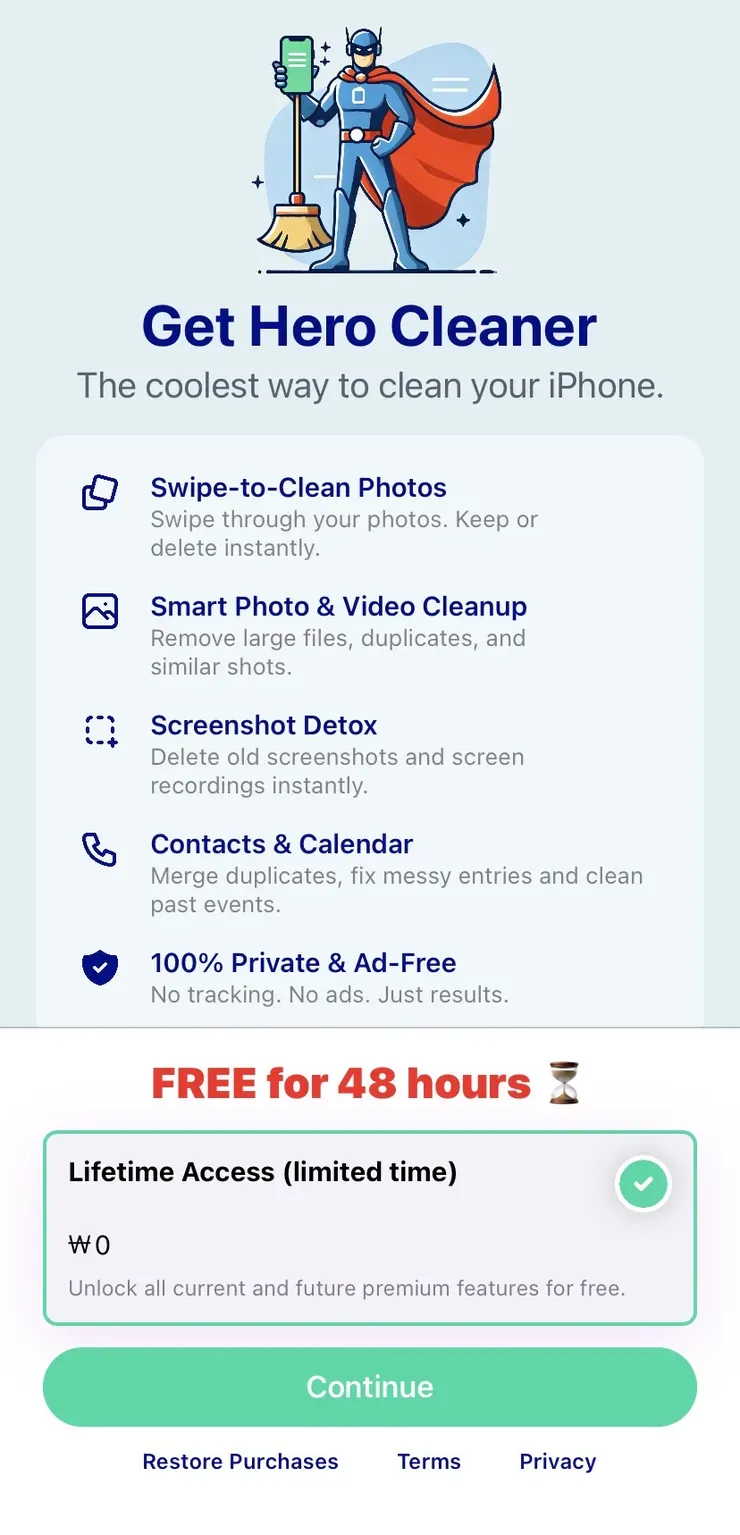 [애플앱스토어] Swipe Photo Cleaner Hero 평생이용권 무료배포 (0원) (무료)