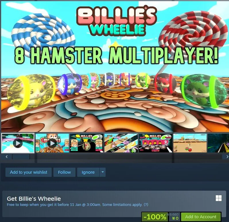 [스팀] Billie\'s Wheelie (무료) (무료)