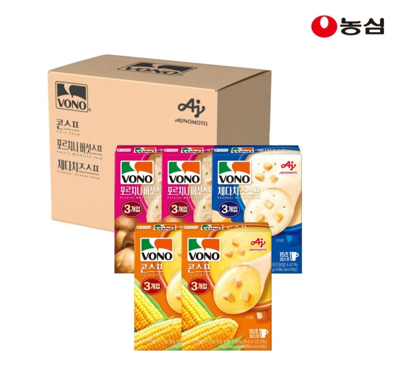 1000030556.jpg [네이버] 농심 보노 트리오팩 (콘스프 2개, 포르치니버섯스프 2개, 체다치즈스프 1개) (네멤10,690원) (무료)