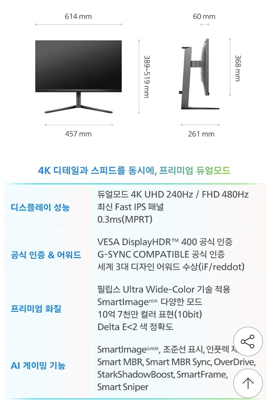 Screenshot_20260109_231847_G.jpg [G마켓] 필립스 에브니아 27M2N5800P 27인치 게이밍 4K UHD 듀얼모드 480Hz HDR 400 (674,310원) (무료)