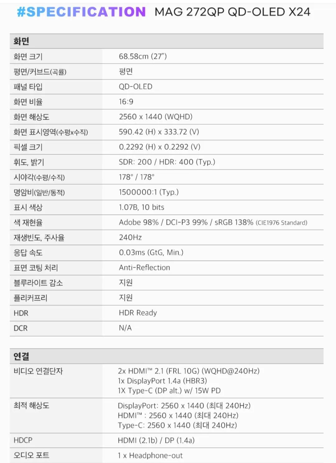 Screenshot_20260110_004012_G.jpg [지마켓] Msi wqhd 240hz qd oled 모니터 (499,140원) (무료)