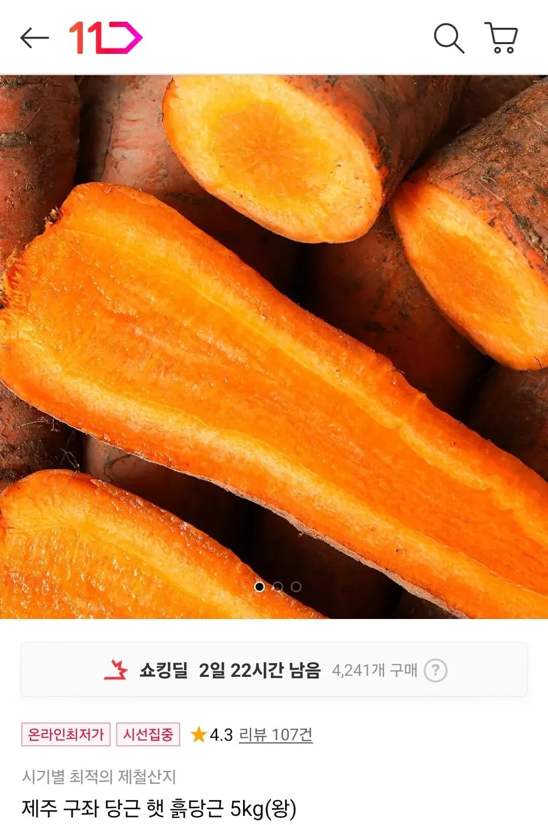 1768187505436.jpg [11번가] 제주 구좌 당근 햇 흙당근 5kg(왕) (6,930원) (무료)