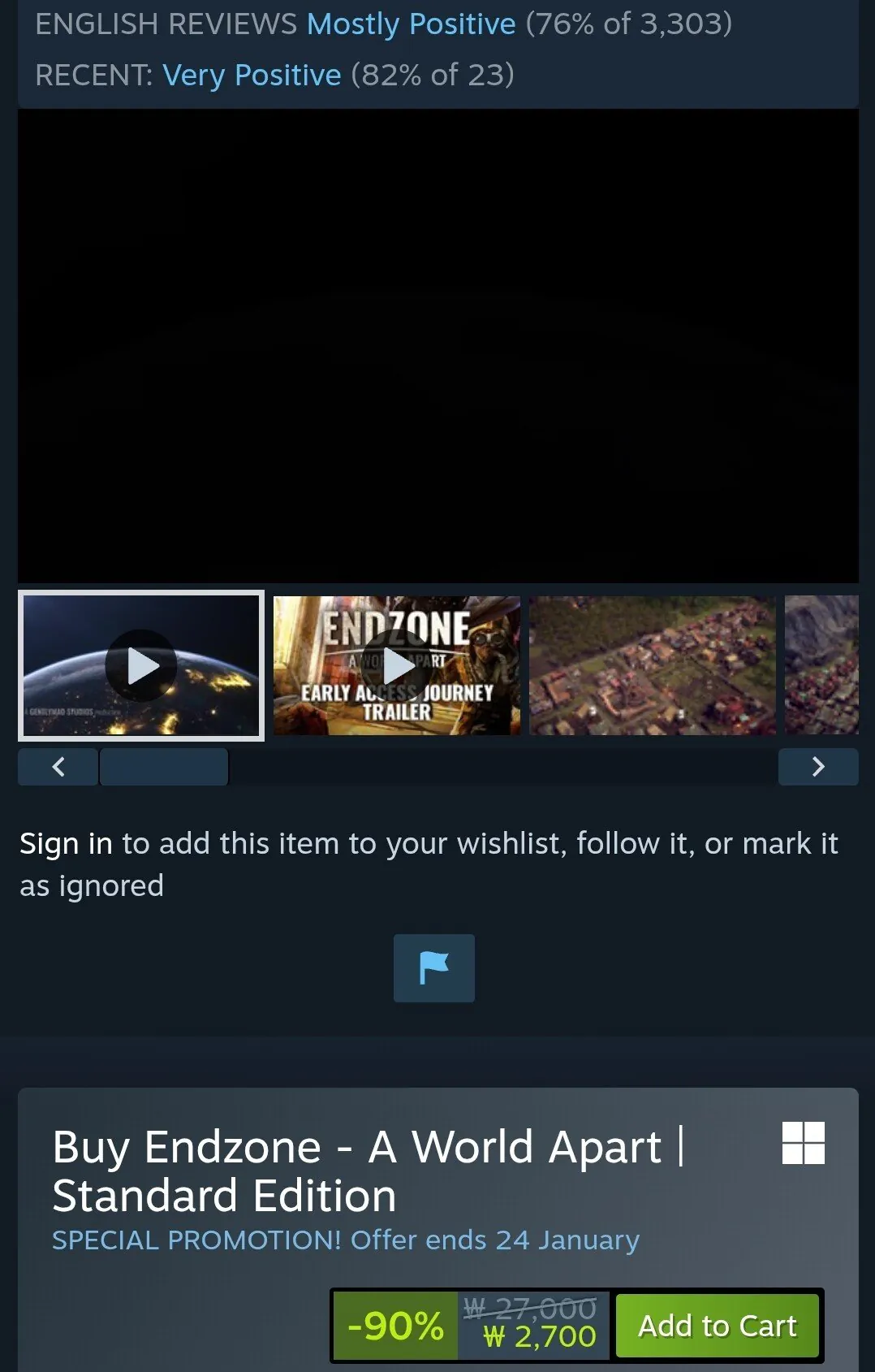 [Steam] Endzone - A World Apart (2,700원) (무료)