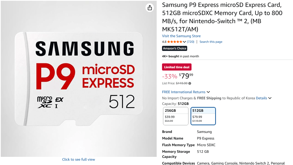 [Amazon] Thẻ nhớ microSD Samsung P9 Express (xem liên kết) (miễn phí)