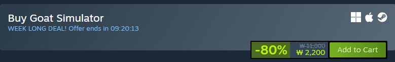 1769417020503.png [Steam] Mô phỏng dê Goat Simulator GIẢM GIÁ 80% (2.200 won) (none)