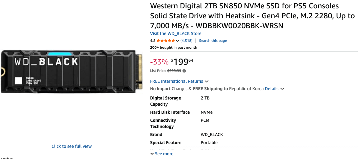 image.png [amazon] Western Digital 2TB SN850 ($199,64) (Miễn phí)