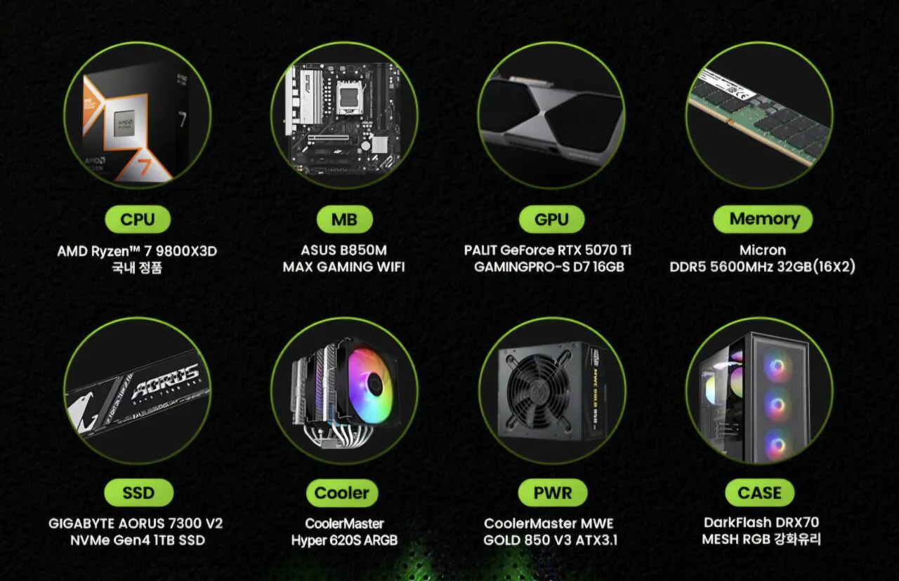 Screenshot_20260127_131445_G.jpg [G Market] 9800X 3D+B850M Bộ hoàn chỉnh WIFI+RTX5070ti (3.097.900 won) (miễn phí)