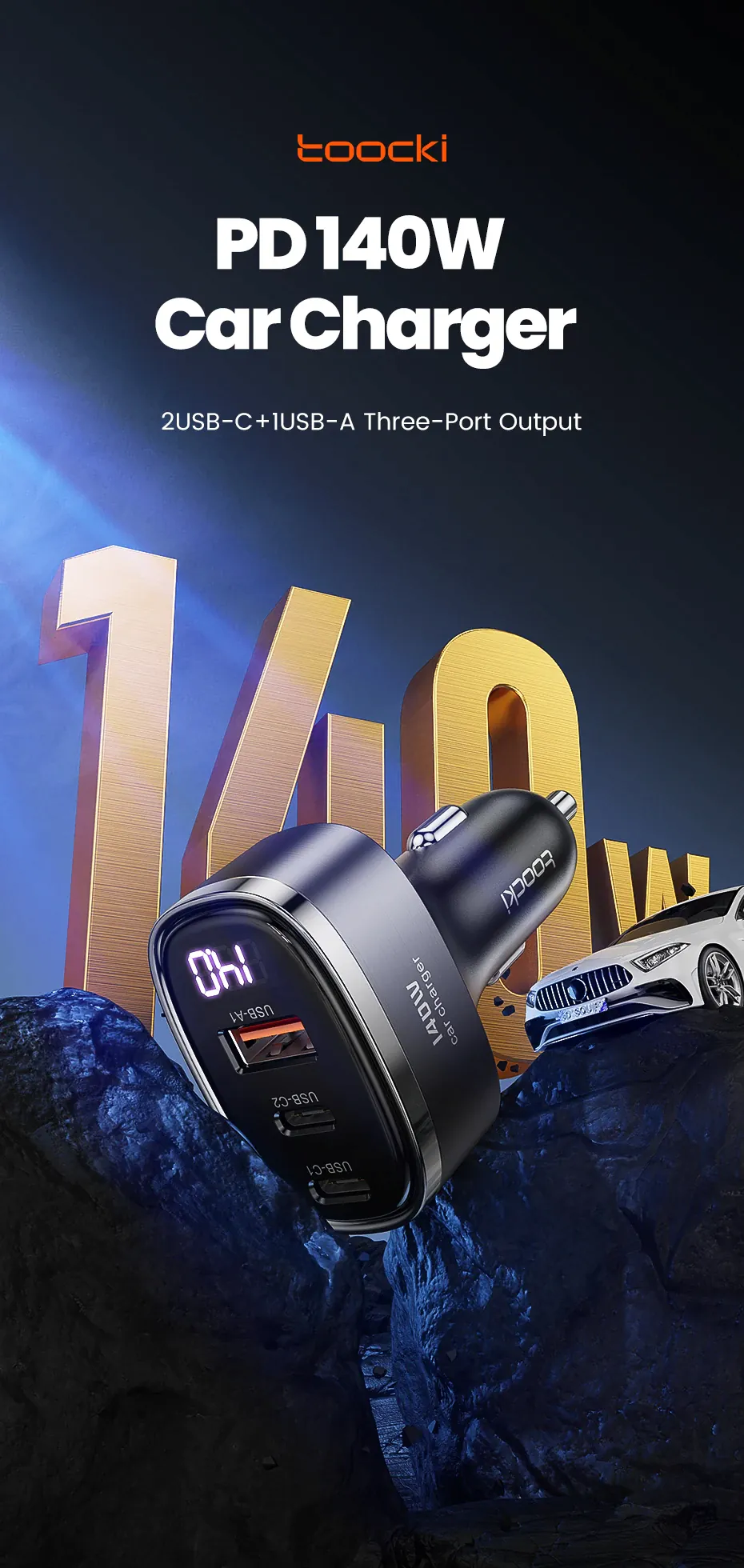 140w.png [Ali] Bộ sạc xe hơi Tukey CC40 140W Max 3 cổng (19.399 won) (Miễn phí)