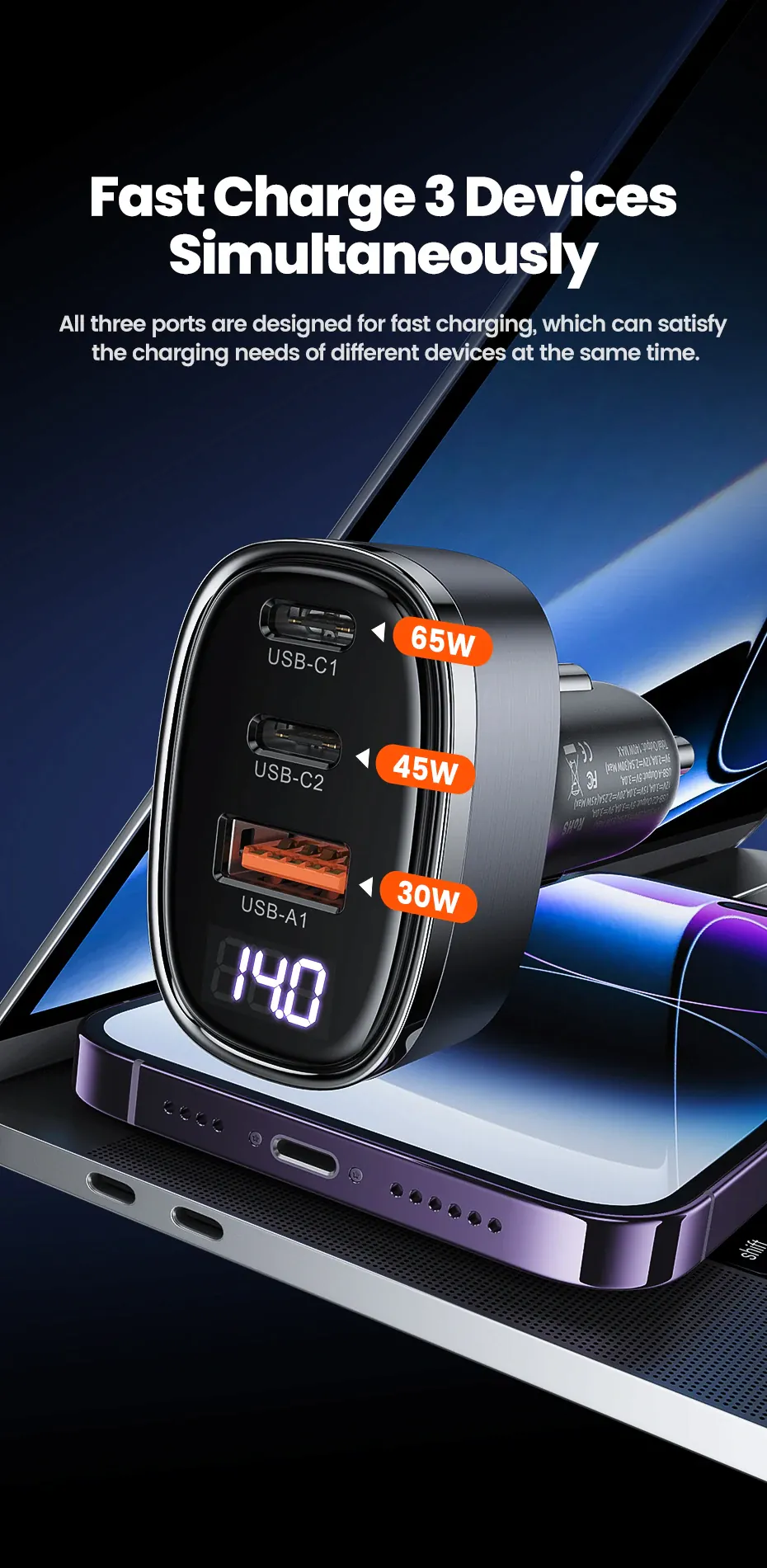 Specs.png [Ali] Bộ sạc xe hơi Tukey CC40 140W Max 3 cổng (19.399 KRW) (Miễn phí)