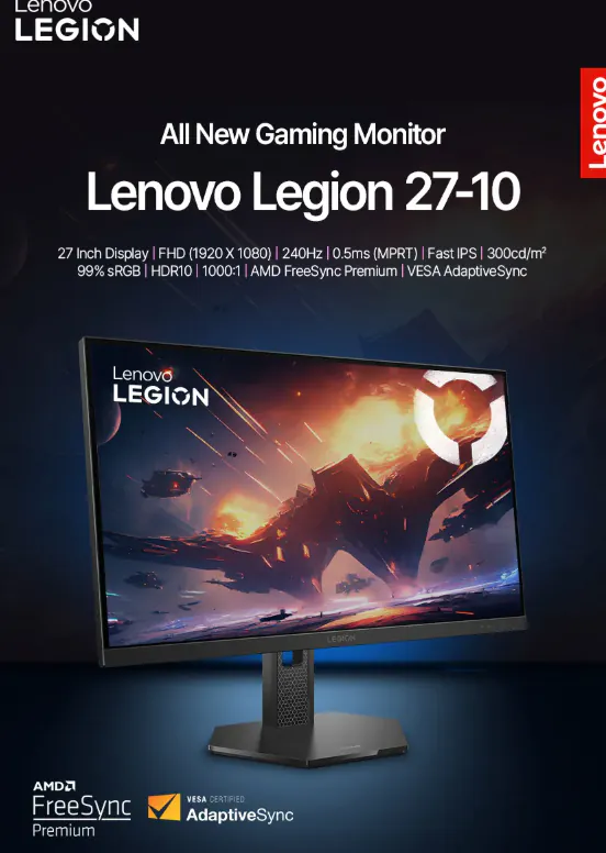 [Ali] Màn hình Lenovo Legion 27-10 27 inch tốc độ làm mới IPS 240 (129.448 KRW) (Miễn phí)
