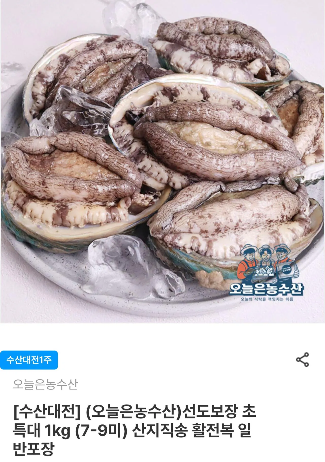 [Namdo Marketplace] Bào ngư sống 1kg (7-9 miếng) (17.430 KRW) (Miễn phí)