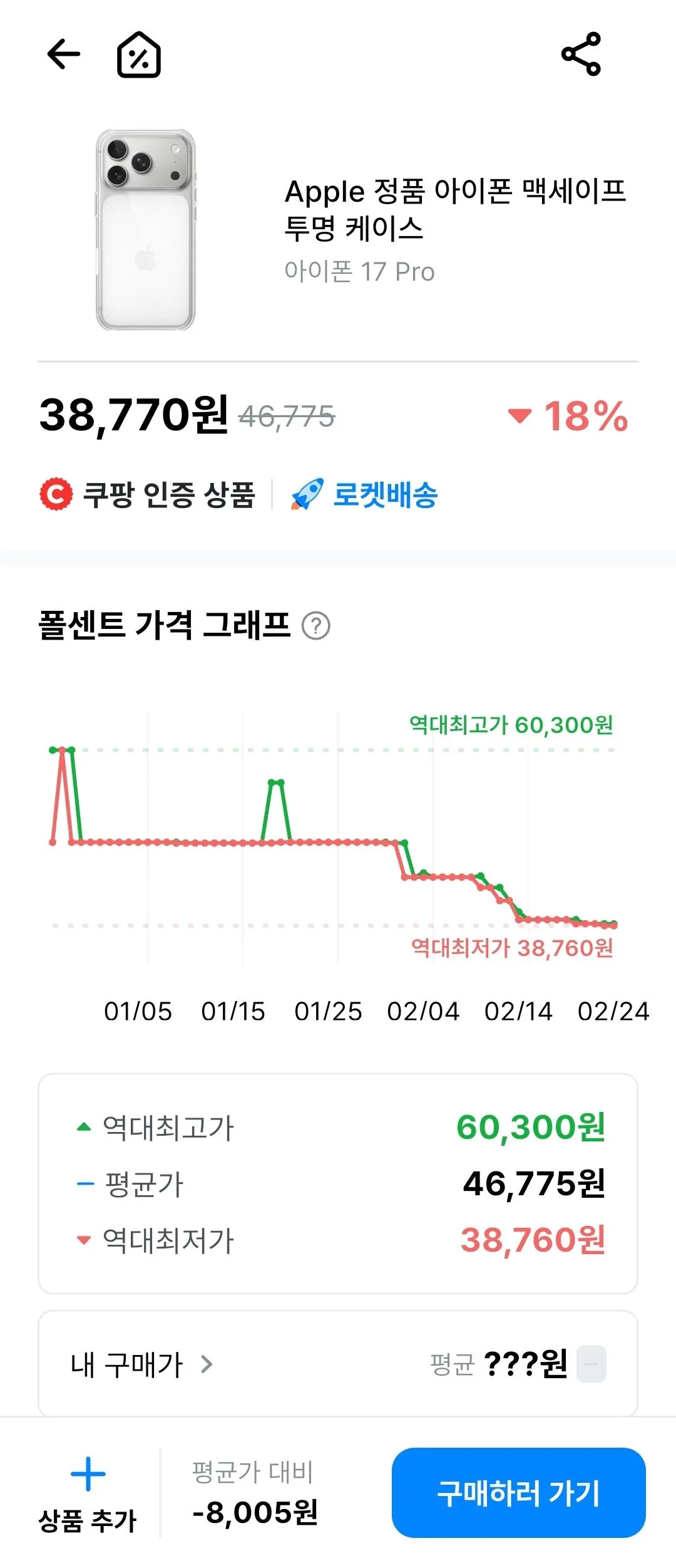 [Coupang Wow] Ốp lưng Apple MagSafe chính hãng iPhone 17pro (38.770 won) (Miễn phí)