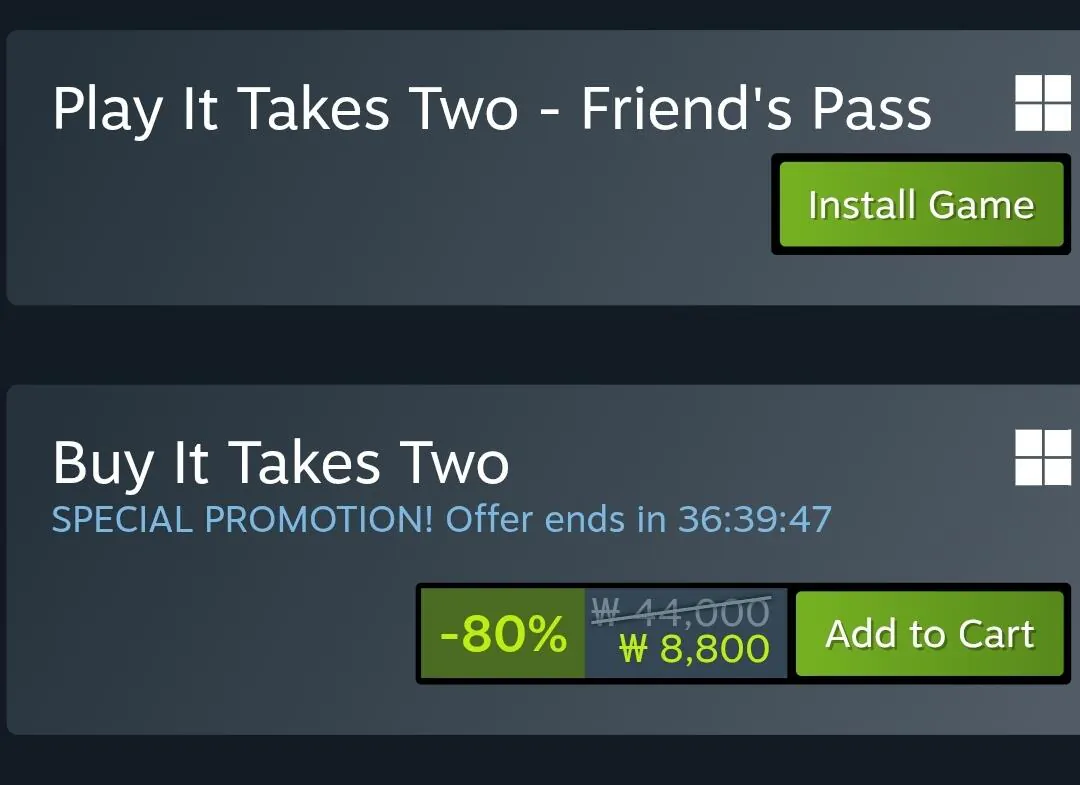 Screenshot_20260224_142026_Chrome.jpg [Steam] Chỉ mất hai - GIẢM GIÁ 80% (8.800 won) (Miễn phí)