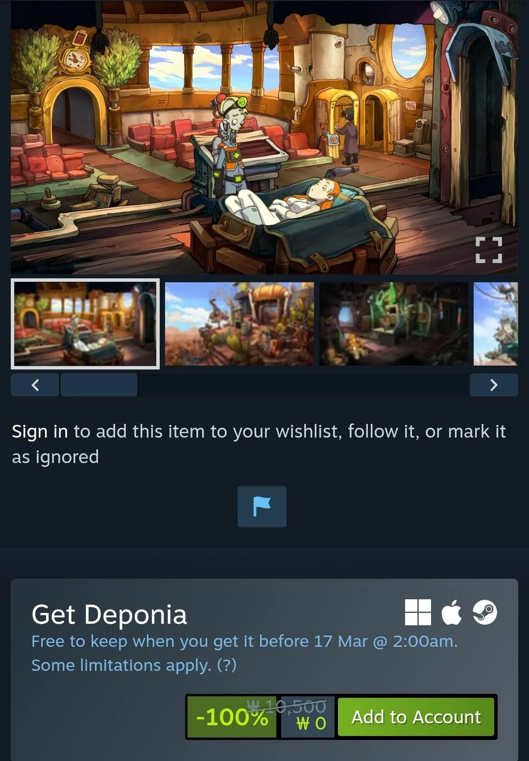 [Steam] Deponia -100% (0 won) (Miễn phí)