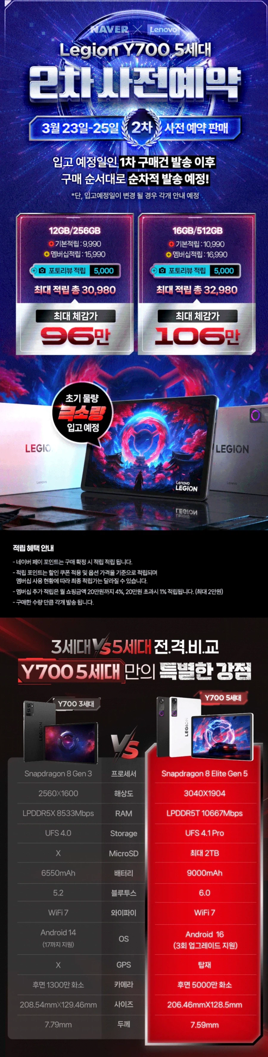 [네이버쇼핑] y700 5세대 2차 예약 96.9만원 네이버 맴버쉽데이_3.webp