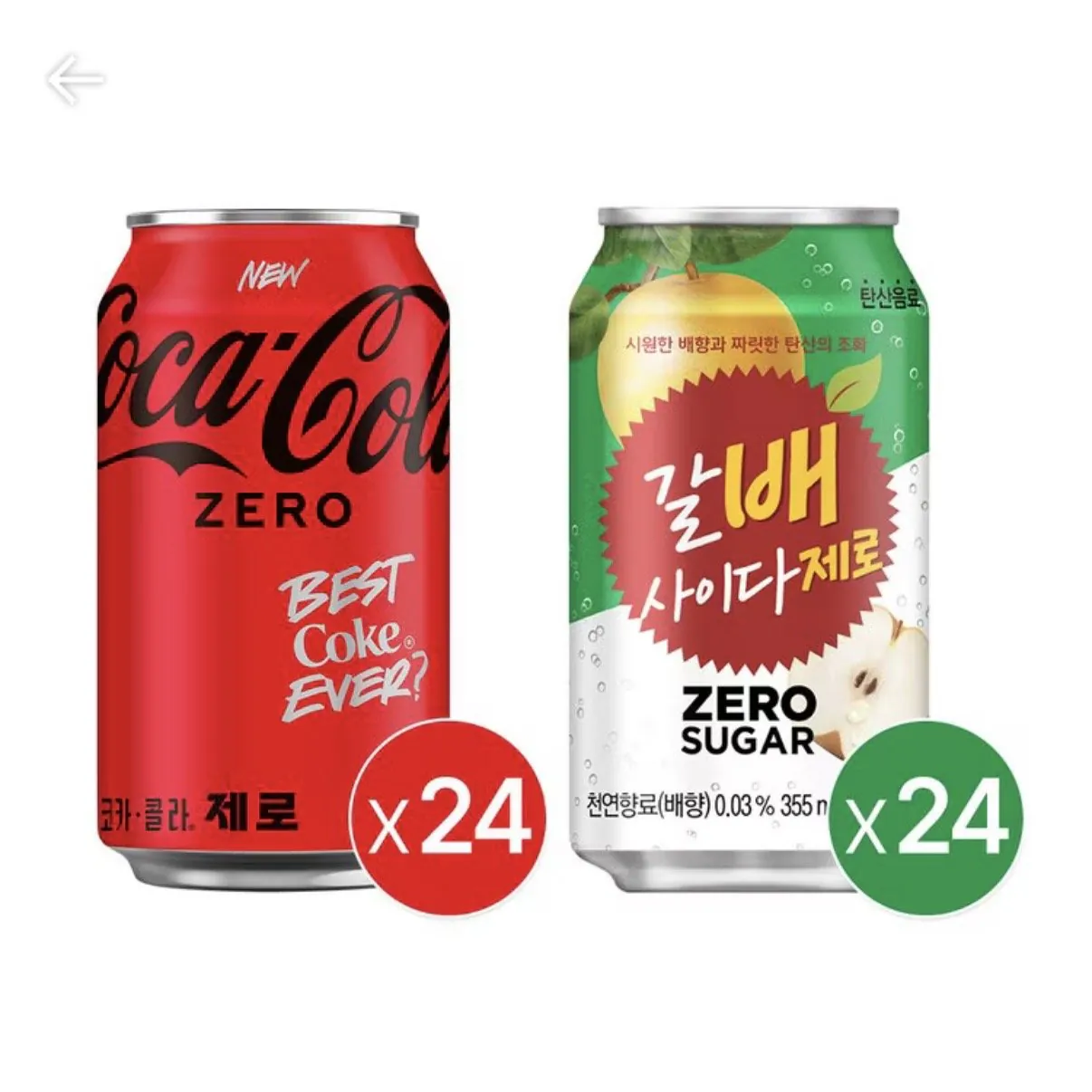 [SSG] Coca-Cola Zero 350ml 24 gói + Galbae Cider Zero 355ml 24 gói_ Giao hàng riêng (23.426 won) (Miễn phí)