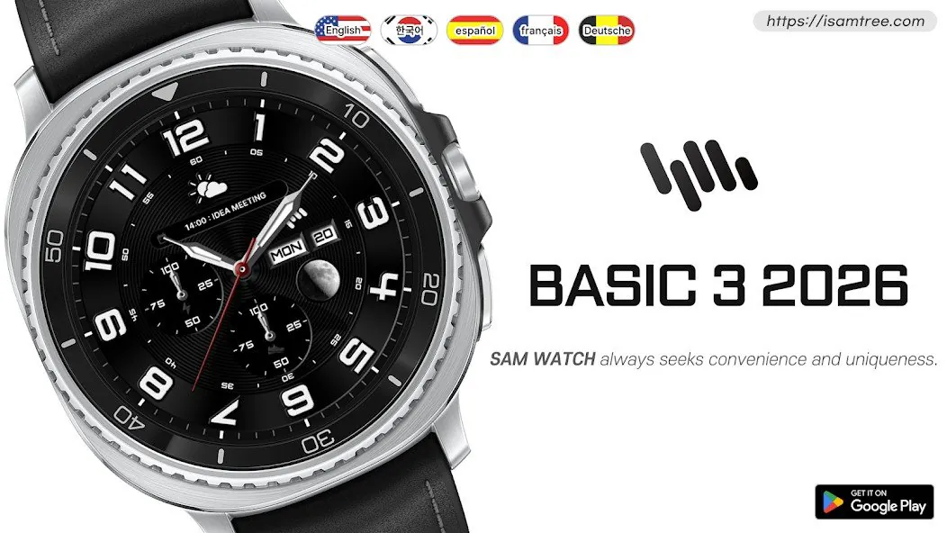 sam01.jpg [Google Play] SamWatch 6 kiểu mặt Galaxy Watch gọn gàng phù hợp với trang phục (miễn phí) (0 won)