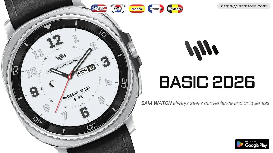 sam03.jpg [Google Play] 6 kiểu mặt Galaxy Watch gọn gàng của SamWatch phù hợp với trang phục (miễn phí) (0 won)