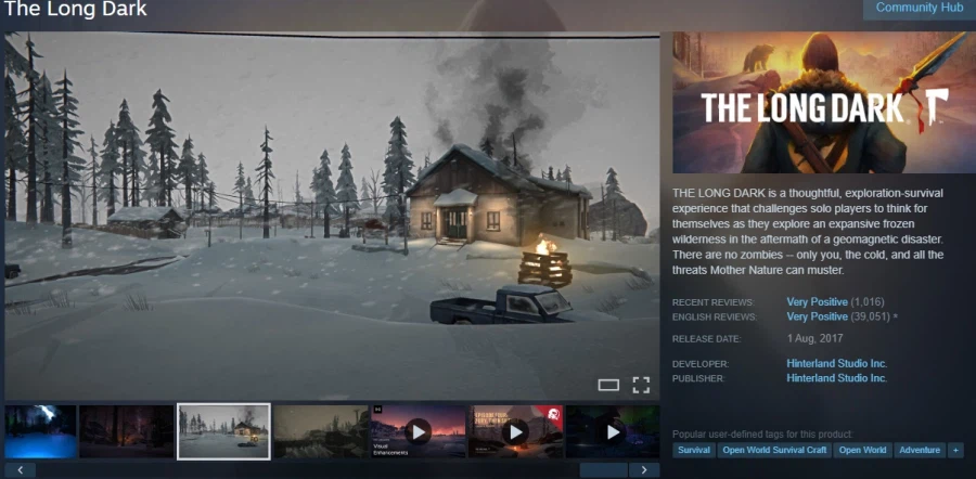 [스팀] The Long Dark -90% 할인 (3,750원)_1.webp