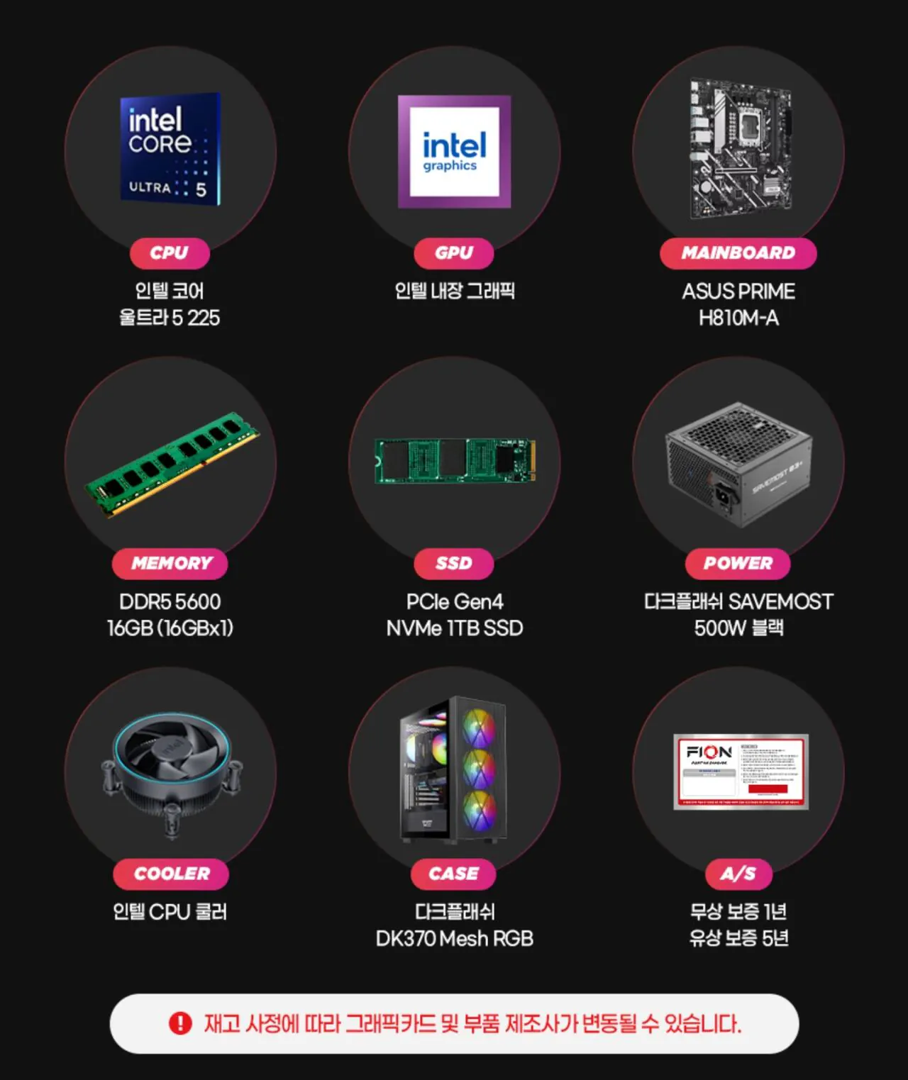 112553.jpg [G마켓] [ 50대한정 인텔 사무용 완본체 ] 225 + DDR5 16GB + 1TB (784,070원) (무료)