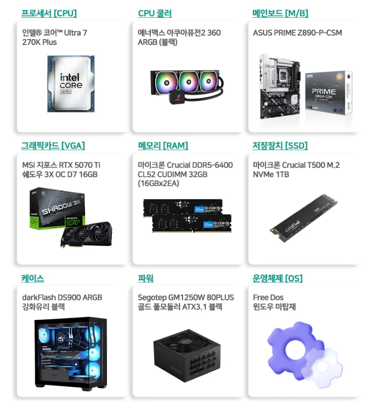 1000000104.png [11번가] 인텔 270K RTX5070Ti Z890 32G(6400CUDIM) 1TB(Gen4) (2,898,870원) (무배)