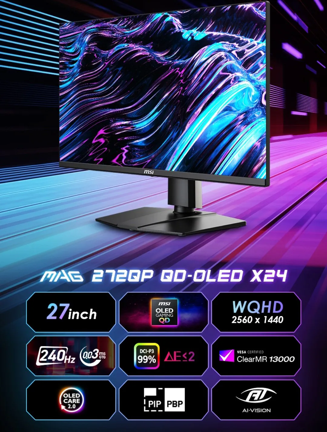 [지마켓] MSI MAG 272QP QD-OLED X24 WQHD 240 모니터 (452,660원) (무료)