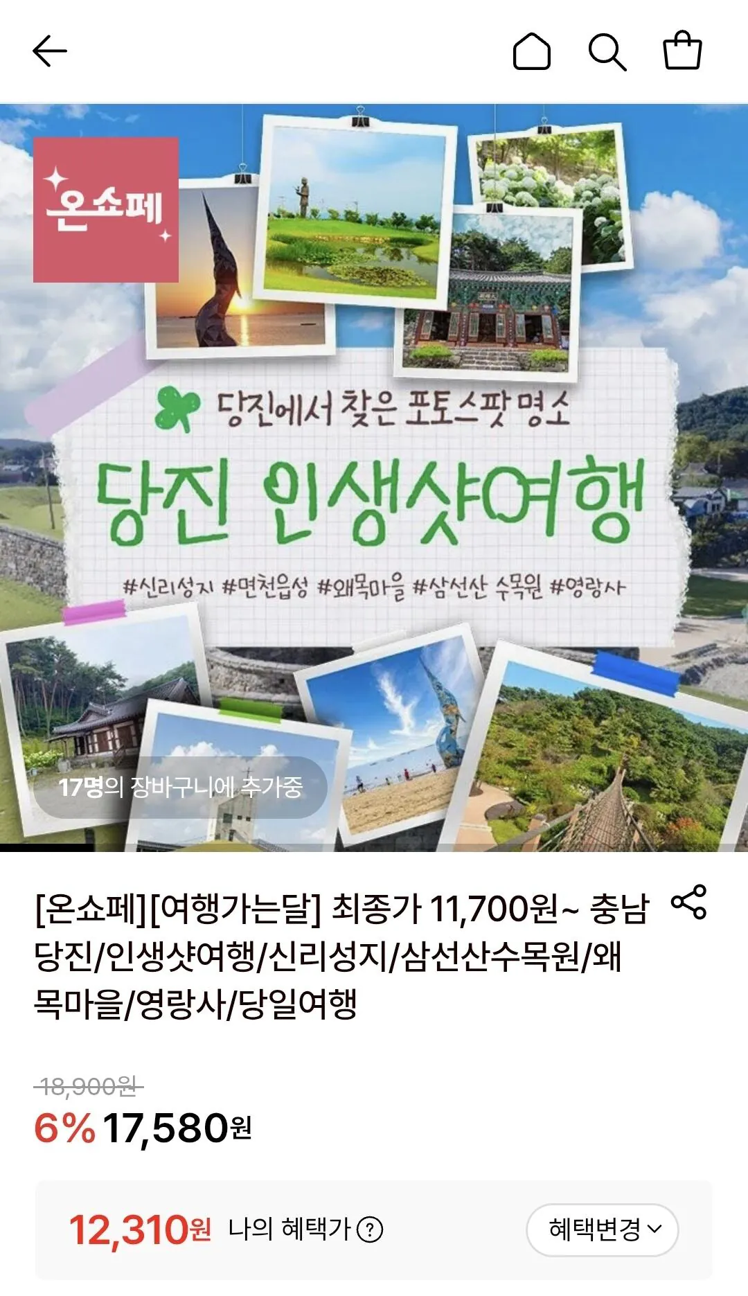 [롯데온] 당진 당일여행(시청/교대/죽전 왕복) (12,310원) (무료)