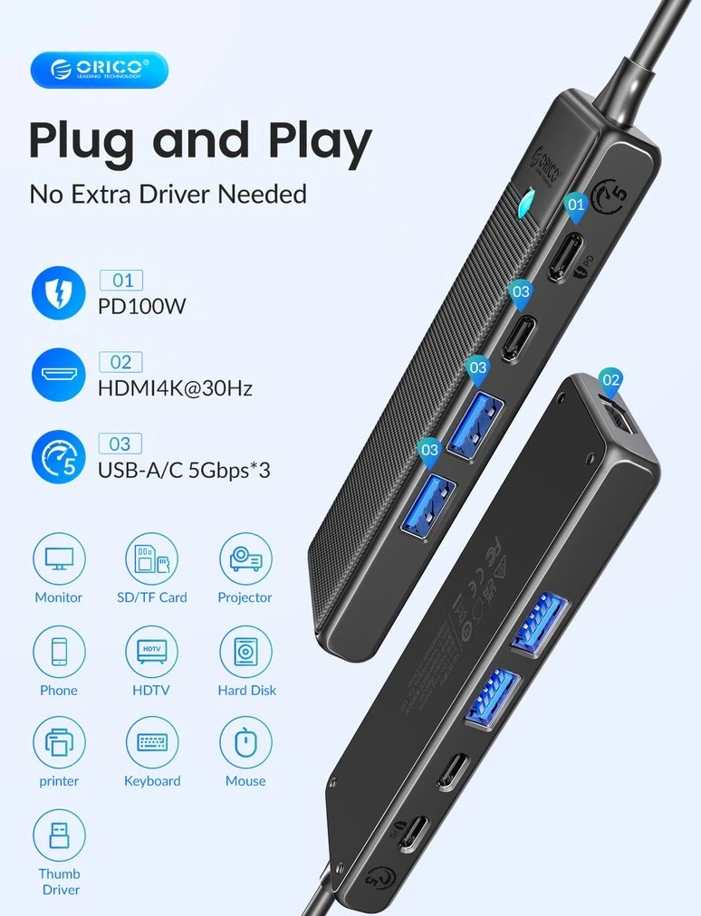 오리코 PD100W Type-C 4K HDMI 허브 / 13,300원_2.webp