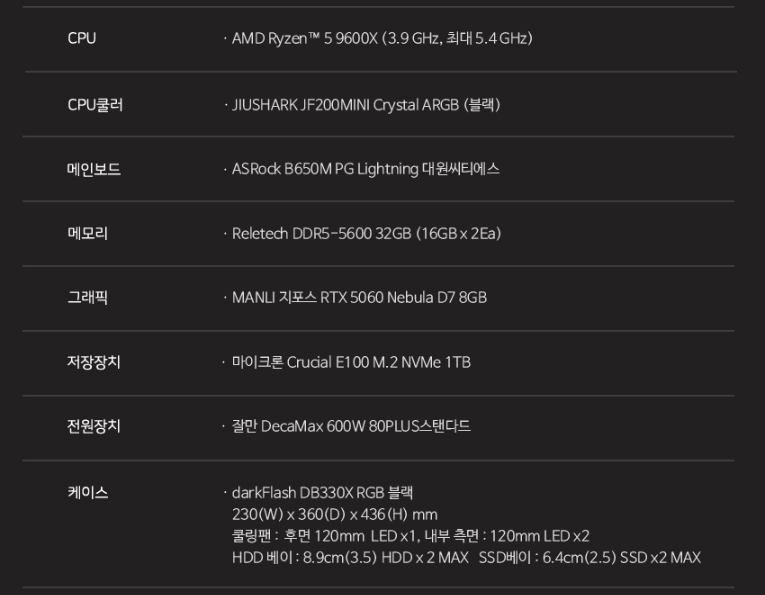 1776680003339.png [11번가] 라이젠9600X RTX5060 32G 1TB 게이밍 데스크탑 완본체 (1,516,320원) (무료)