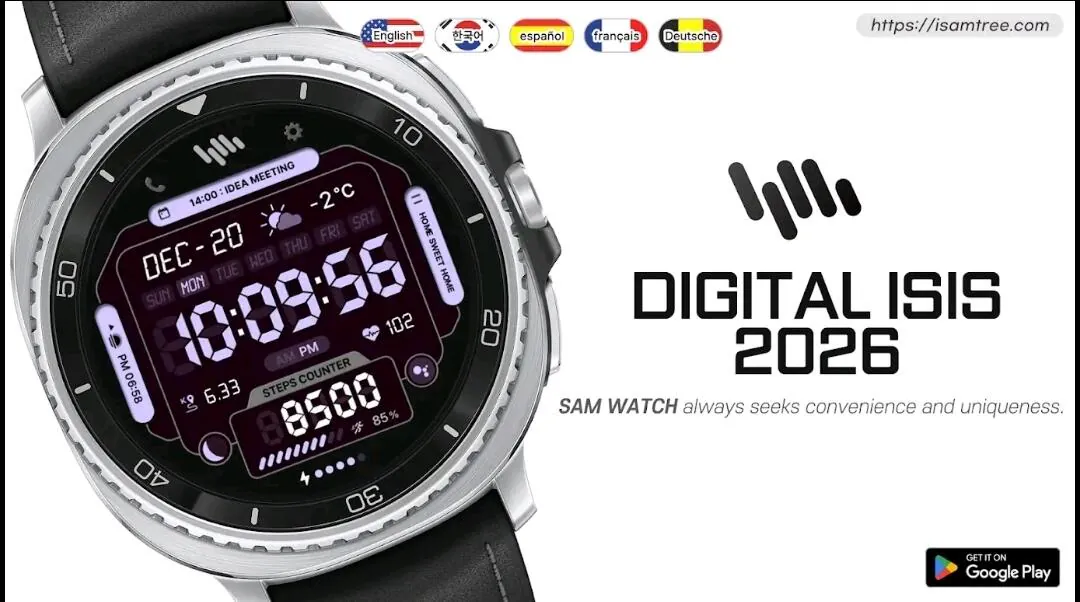 [구글플레이] 갤럭시워치 페이스 SamWatch Digital ISIS 2026 (0원) (무료)