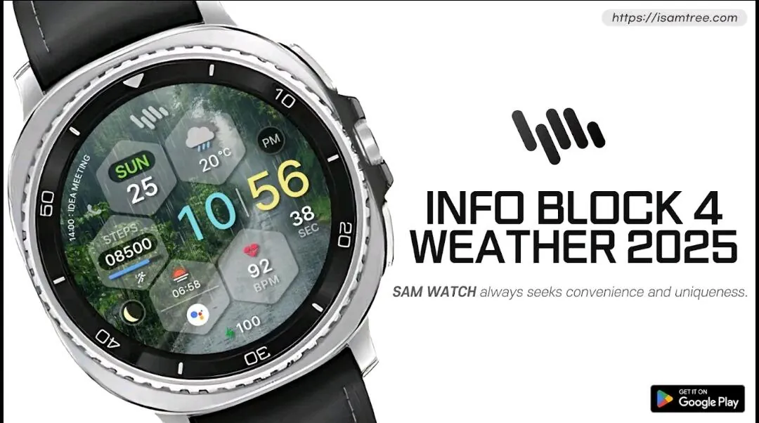 [구글플레이] 갤럭시 워치 페이스 SamWatch InfoBlock 4 WX 2025 (0원) (무료)