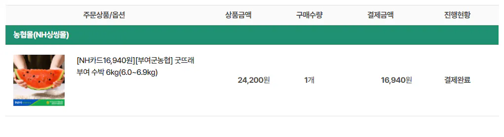 Ảnh chụp màn hình 2026-04-29 161138.png [Nonghyup Mall] Dưa hấu 6kg (Thẻ Nonghyup 16.940 won) (Miễn phí)