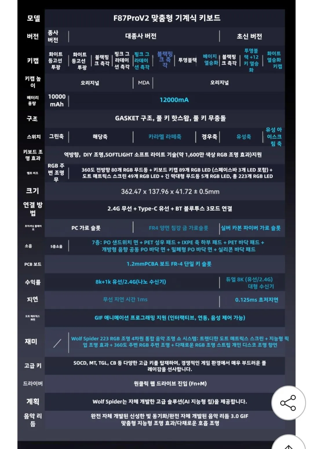 Screenshot_20260430_200731_G.jpg [지마켓] Aula 독거미 f87pro v2 해당축 12000배터리 8k 기계식키보드 (44,780원) (무배)