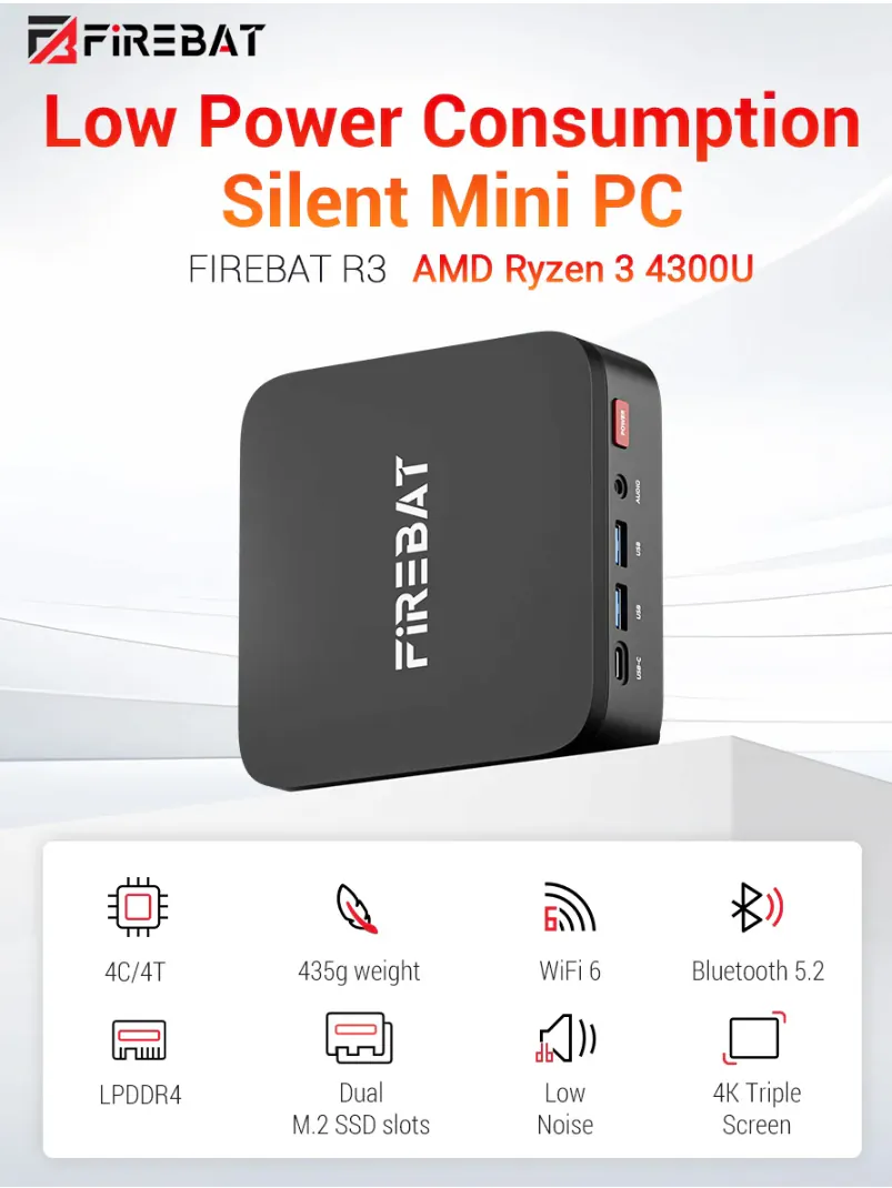 image.png [알리] FIREBAT R3 미니PC AMD Ryzen3 4300U 8GB 256GB (274,231원) (무료)