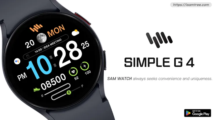 [Google Play] Galaxy Watch Face SamWatch Simple G 4 (0 won) (Miễn phí)