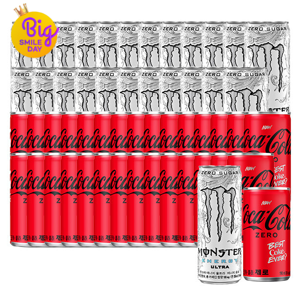 image.png [지마켓] 몬스터 에너지 울트라 355ml 24캔 코카콜라제로 190ml 30캔 (36,990원) (무료)