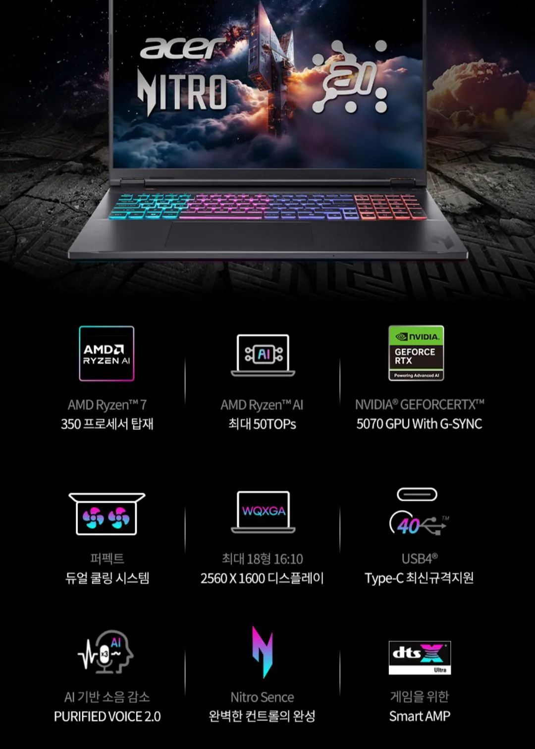 [G Market] Acer Nitro18 AN18-61-R4T1 AMD R7-350 RTX5070 Máy tính xách tay chơi game FreeDos 32GB 1TB (2.071.880 KRW) (Miễn phí)