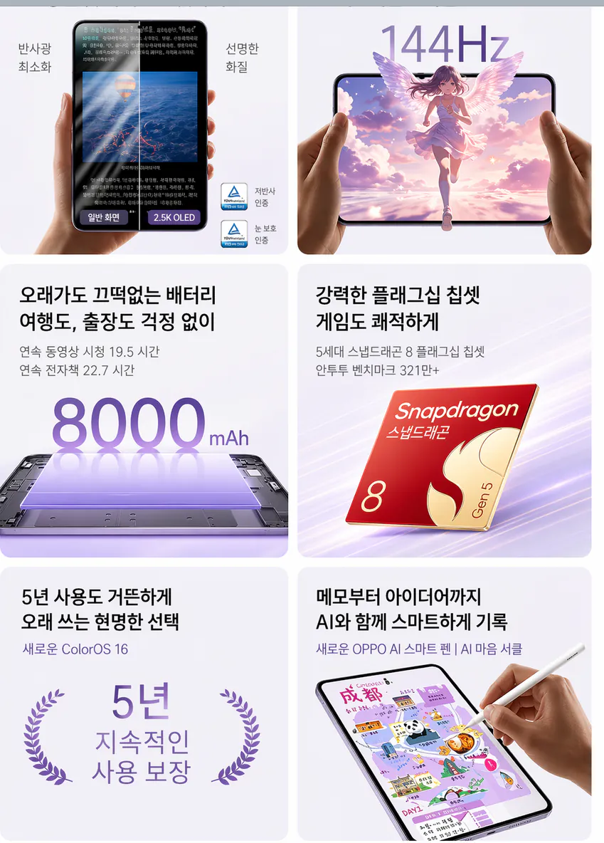 5.png [G Market] Oppo Pad Mini mới Máy tính bảng OLED 8,8 inch 8Gen 5 12/256 đã bao gồm VAT (807.900 KRW) (Giao hàng miễn phí)