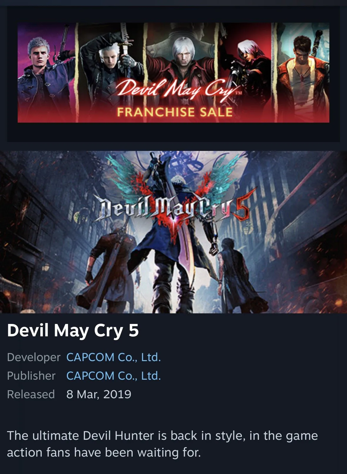 [Steam] Devil May Cry 5 (5.520 KRW) (Miễn phí)