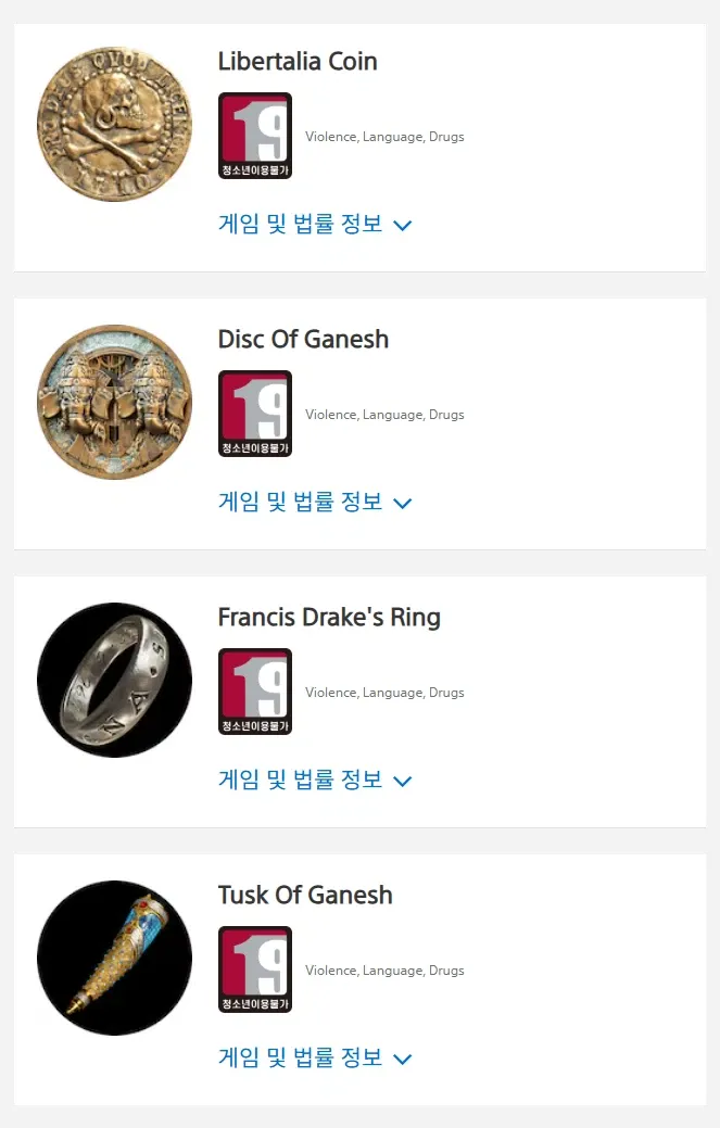 [PS스토어] (플스)언차티드4 PSN 아바타 4종 (0원) (무료)