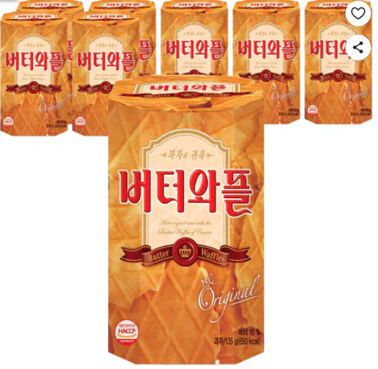 [쿠팡] 크라운 버터와플, 135g, 8개