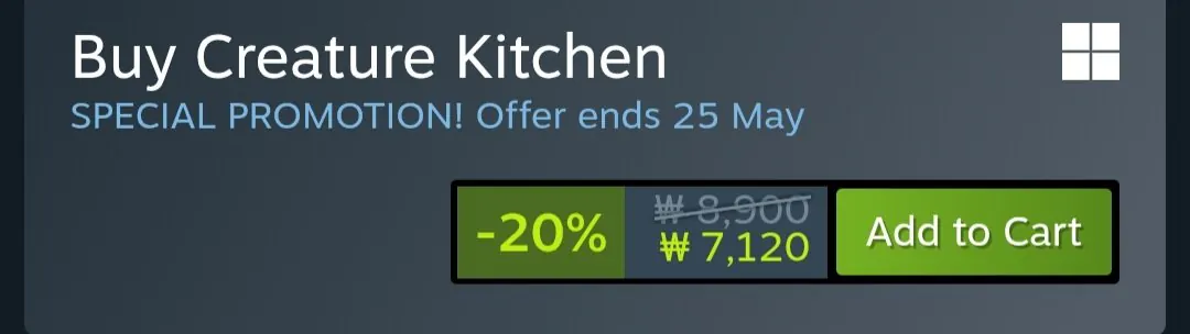 [Steam] Creature Kitchen (7.120 won) (Miễn phí)