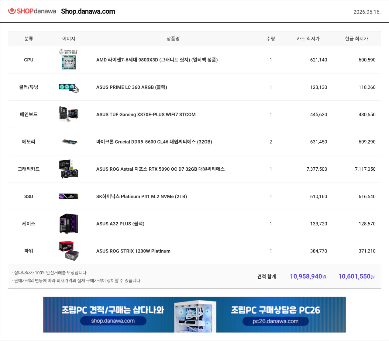 1000017072.png [11번가] 9800x3d 5090 아스트랄 64gb 2tb 완본체 (8,299,480원) (무료)