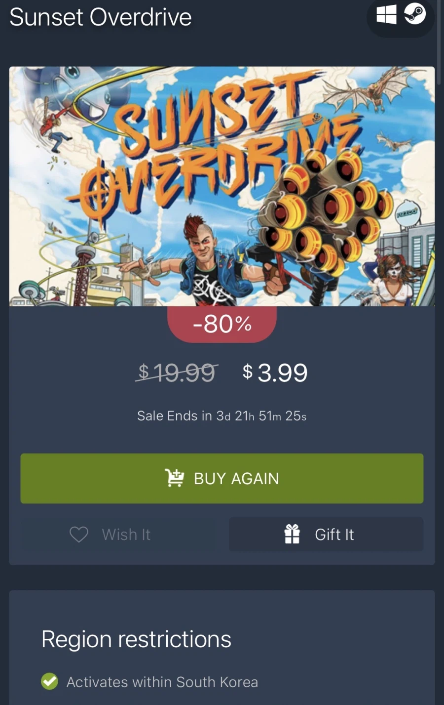 [Win Game Store] Sunset Overdrive Steam Key ($3,99/Miễn phí)_1.webp