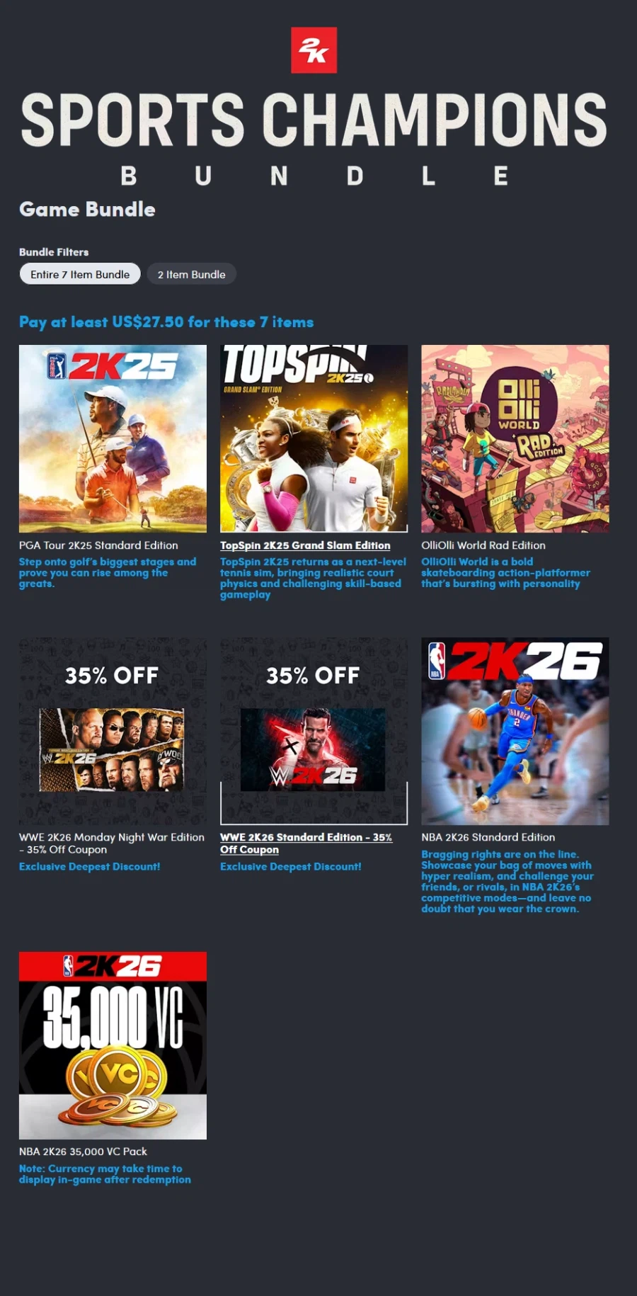 [험블번들] 2K 스포츠 챔피언 번들 / $11, $27.5_1.webp