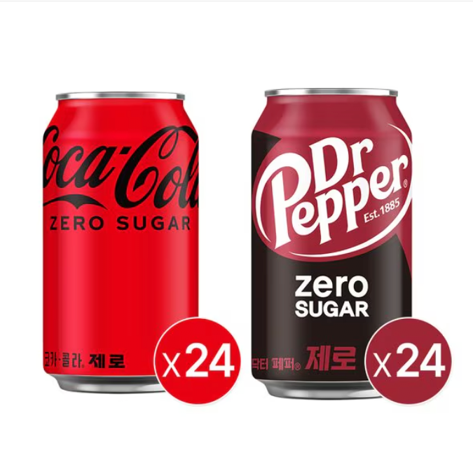 image.png [SSG] 코크제로 350CAN X24 + 닥터페퍼 제로 350CAN X24 (28,139원) (무료)