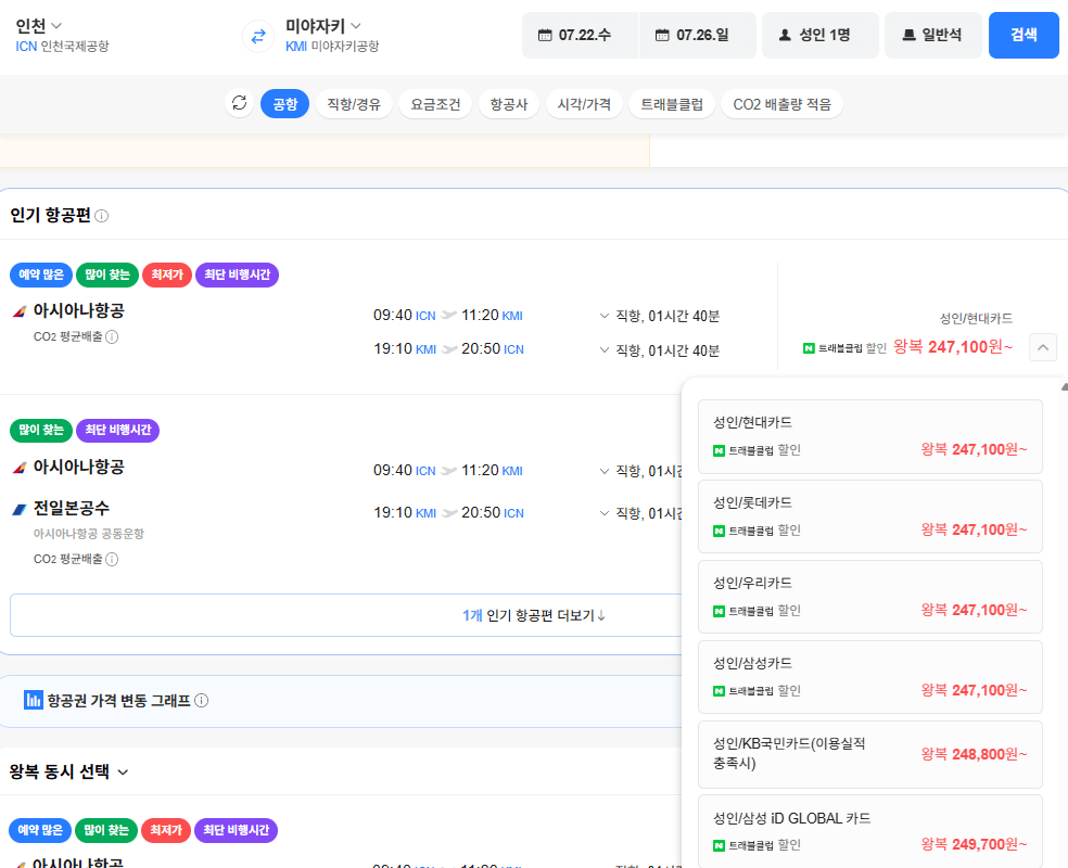 image.png [네이버항공권] 인천-미야자키 0722-0726 현,롯,우,삼천-미야자키 0722-0726 현,롯,우,삼 (247,100원) (무료)